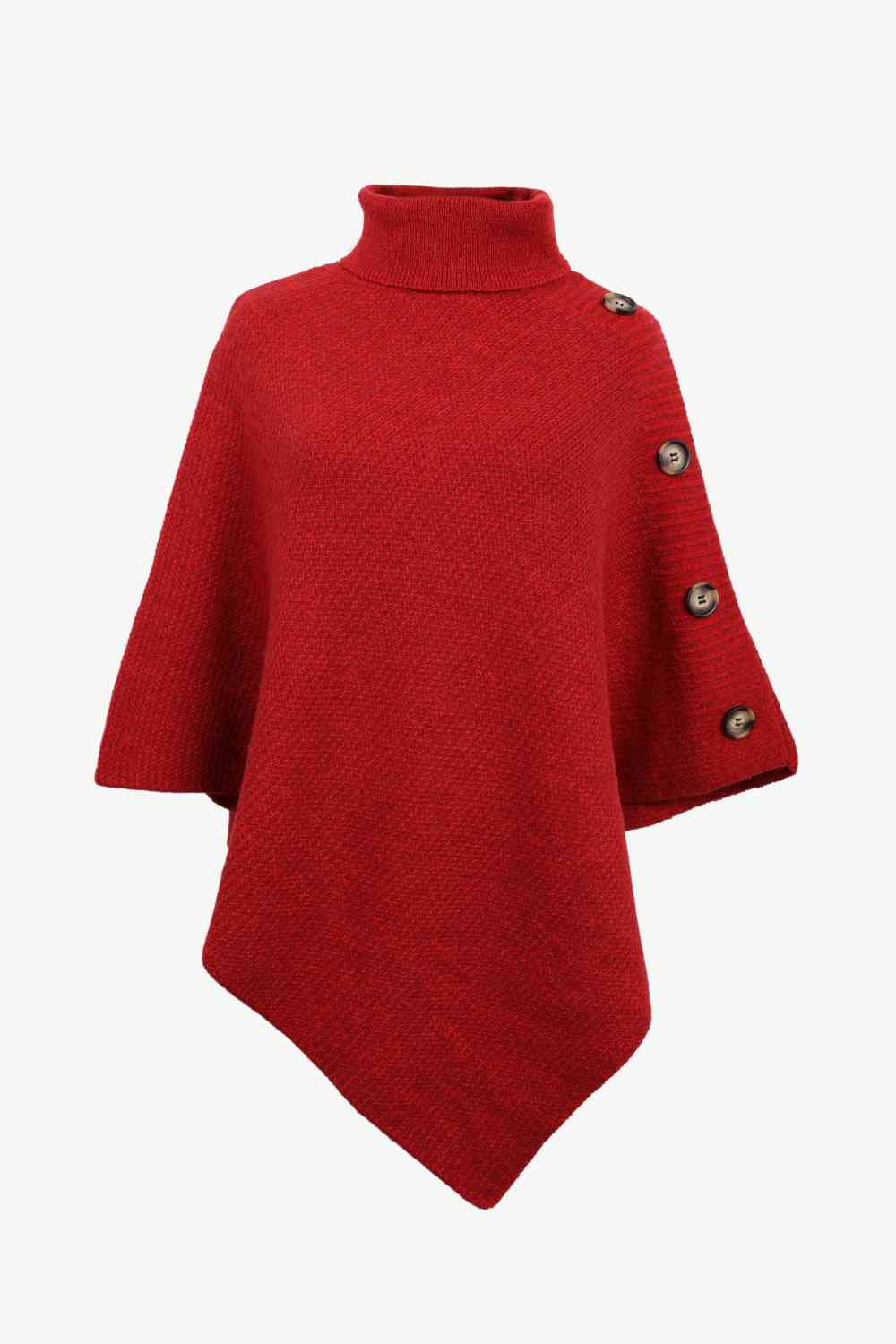 Ladies Poncho Sweater - Stylish Knit With High Collar