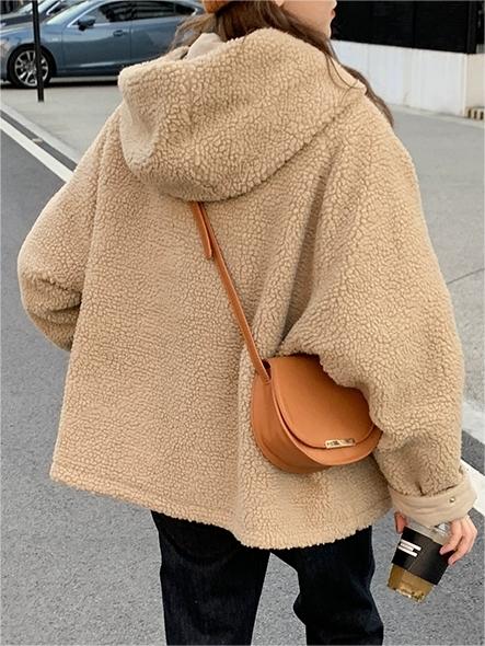 Ladies reversible fleece parka - cosy winter jacket for warmth