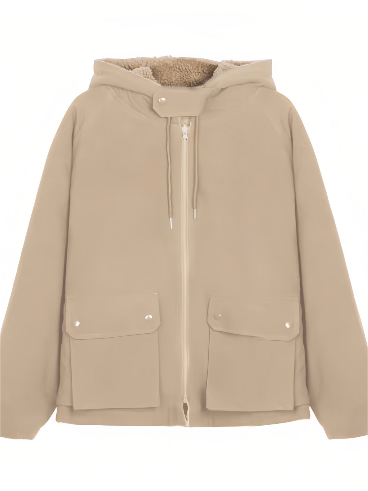 Ladies reversible fleece parka - cosy winter jacket for warmth