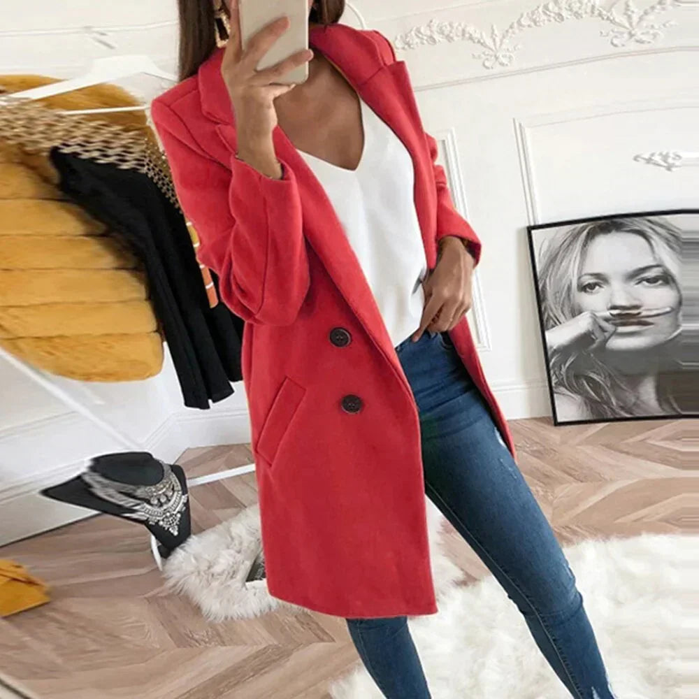 Ladies Trench Coat - Elegant Double-Breasted Outerwear