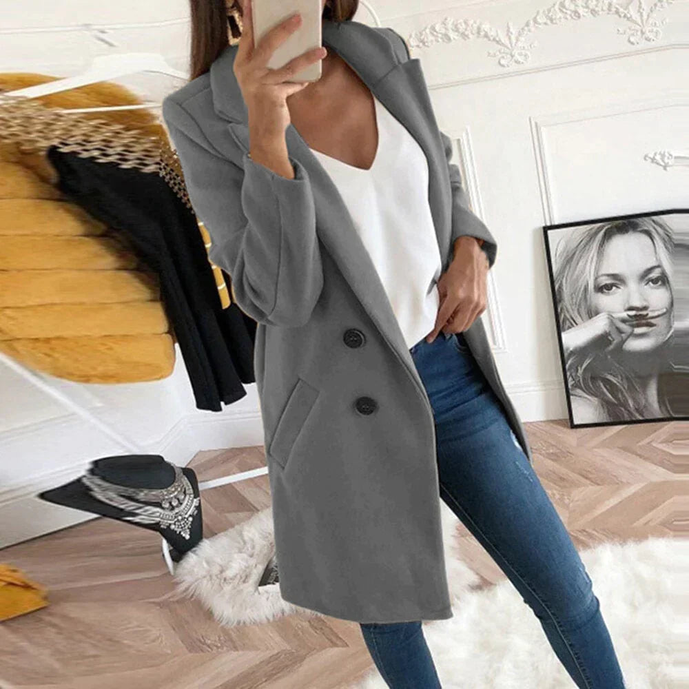 Ladies Trench Coat - Elegant Double-Breasted Outerwear