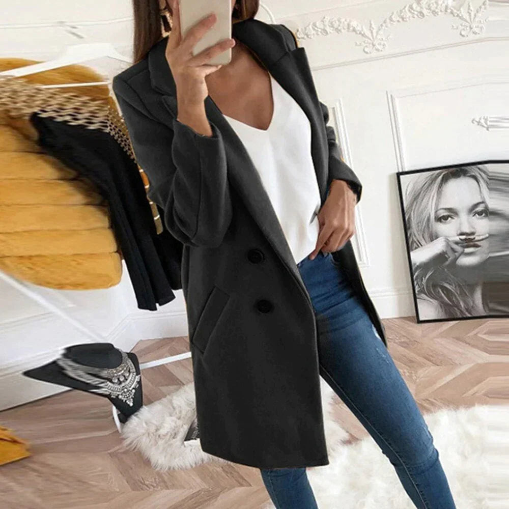 Ladies Trench Coat - Elegant Double-Breasted Outerwear