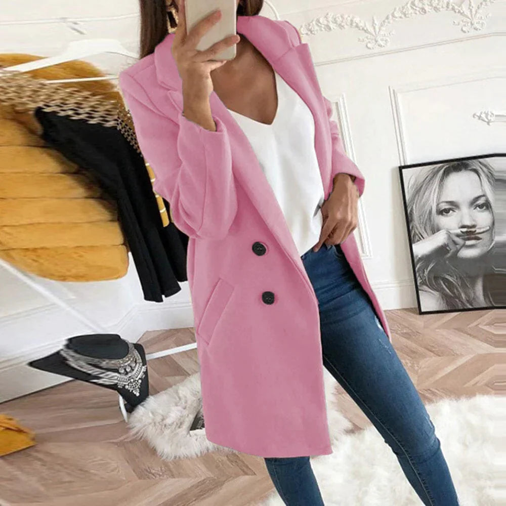 Ladies Trench Coat - Elegant Double-Breasted Outerwear