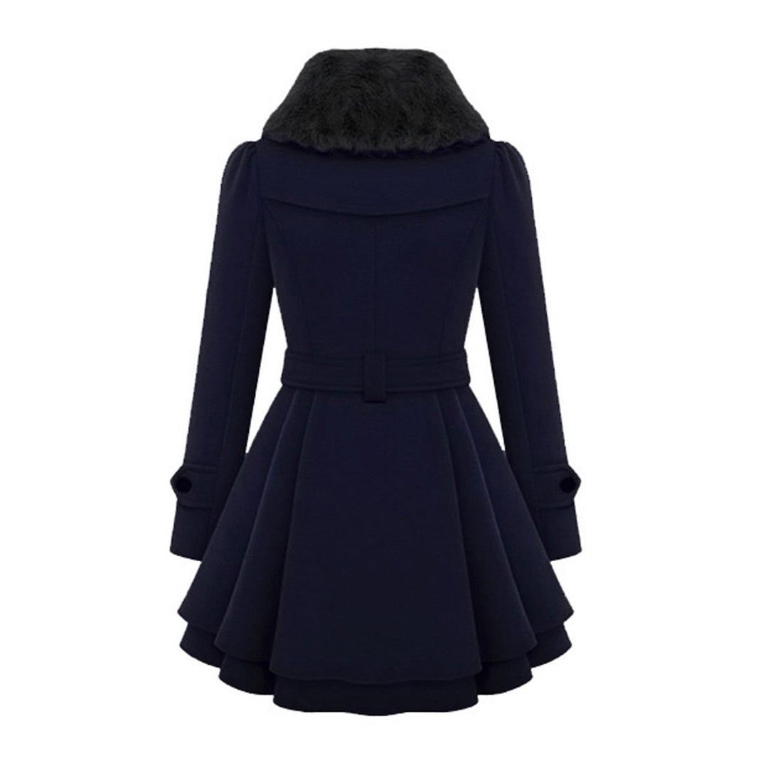 Ladies Wool Blend Trench Coat - Elegant Long Winter Coat