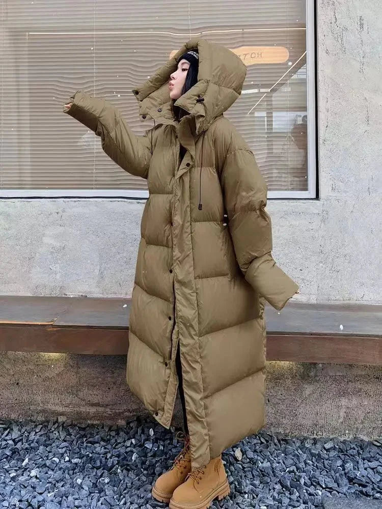 Long Padded Coat - Trendy Ladies Hooded Winter Jacket