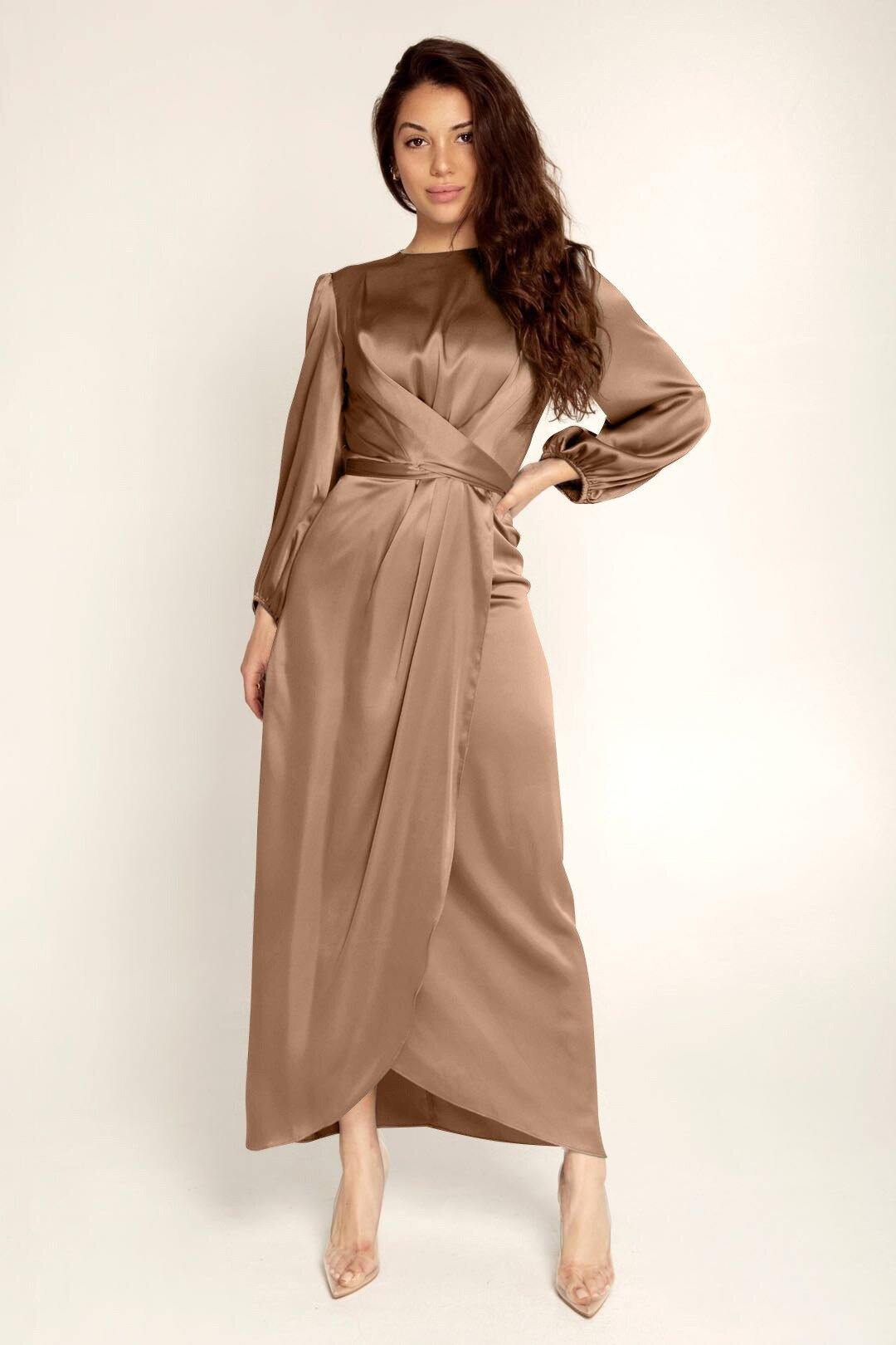 Long Satin Dress - Elegant Ladies Evening Gown