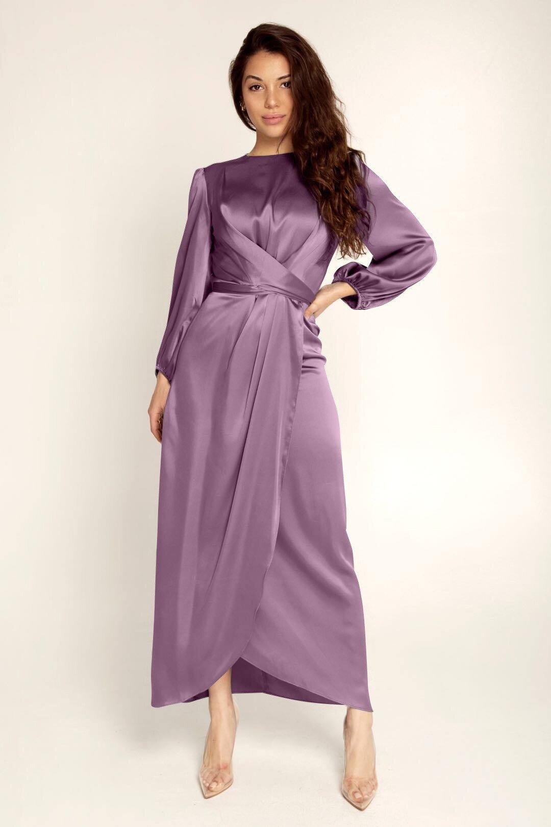 Long Satin Dress - Elegant Ladies Evening Gown