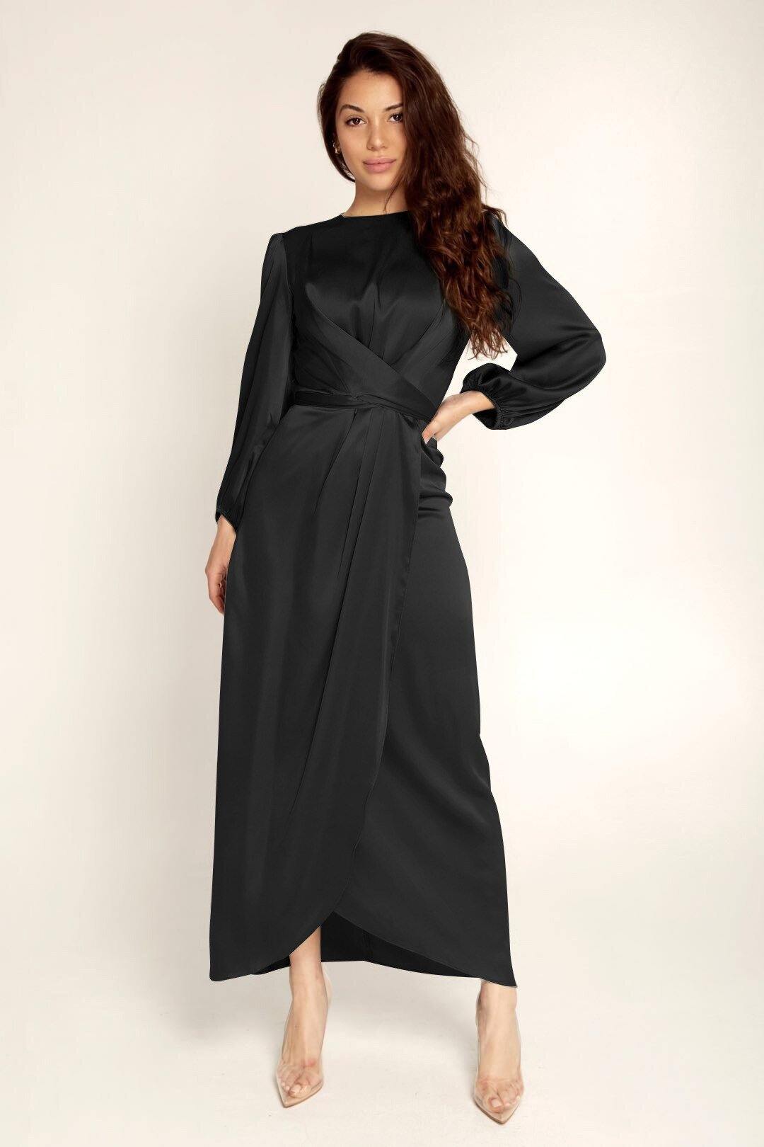 Long Satin Dress - Elegant Ladies Evening Gown