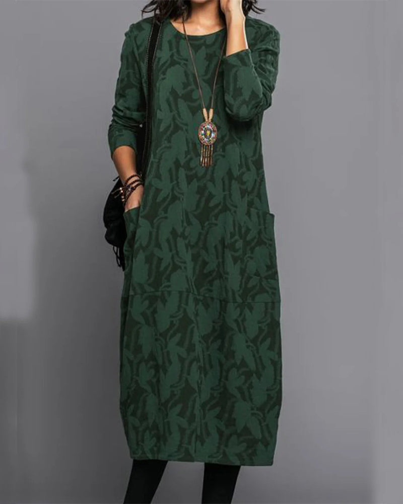 Long Sleeve Pocket Dress - Chic Ladies Casual Dress