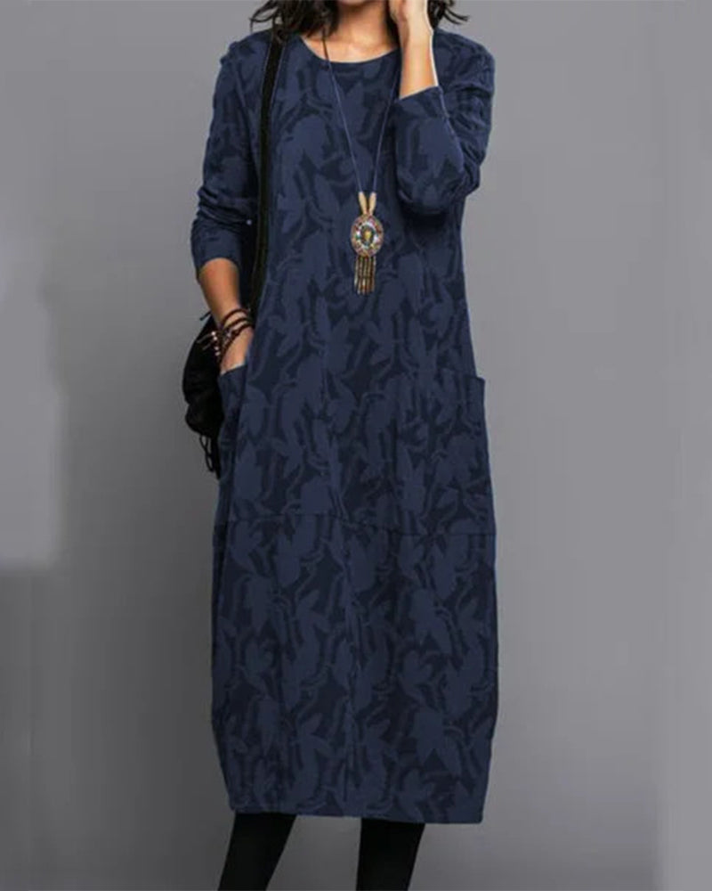 Long Sleeve Pocket Dress - Chic Ladies Casual Dress