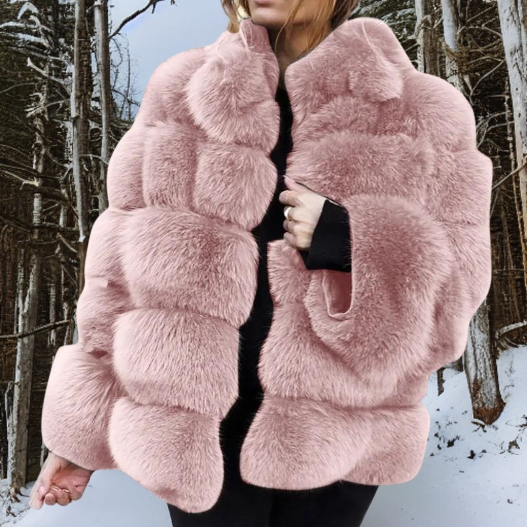 Luxurious faux fur coat - elegant winter ladies outerwear