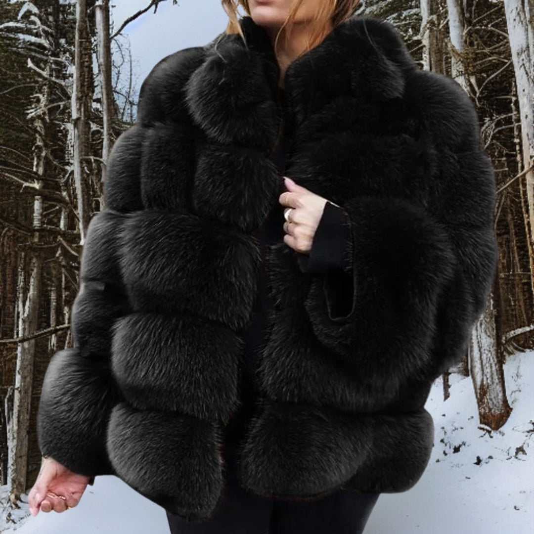 Luxurious faux fur coat - elegant winter ladies outerwear