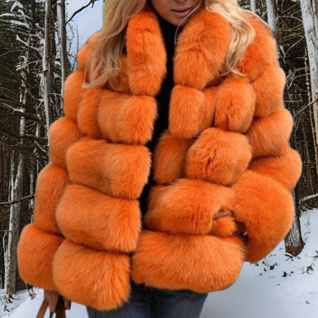 Luxurious faux fur coat - elegant winter ladies outerwear
