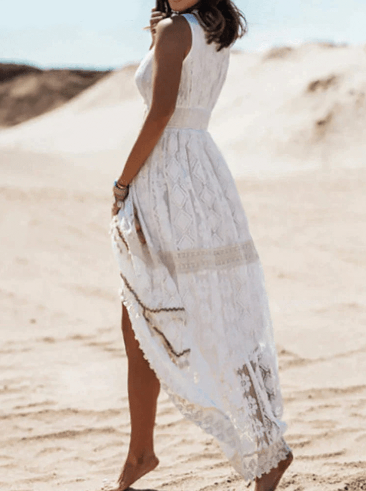 Maxi Dress - Elegant Ladies Bohemian Style Dress With Intricate Design