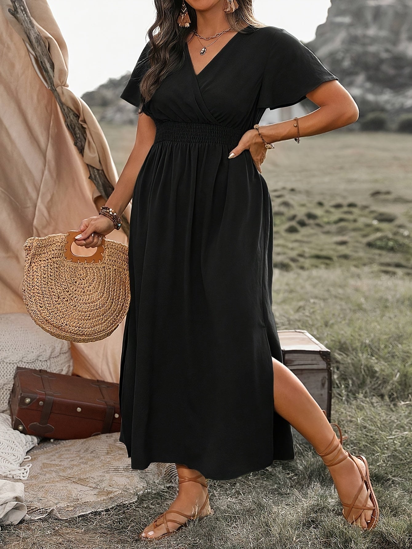 Maxi Wrap Dress - Sophisticated Women'S Summer Dress With Side Slit
