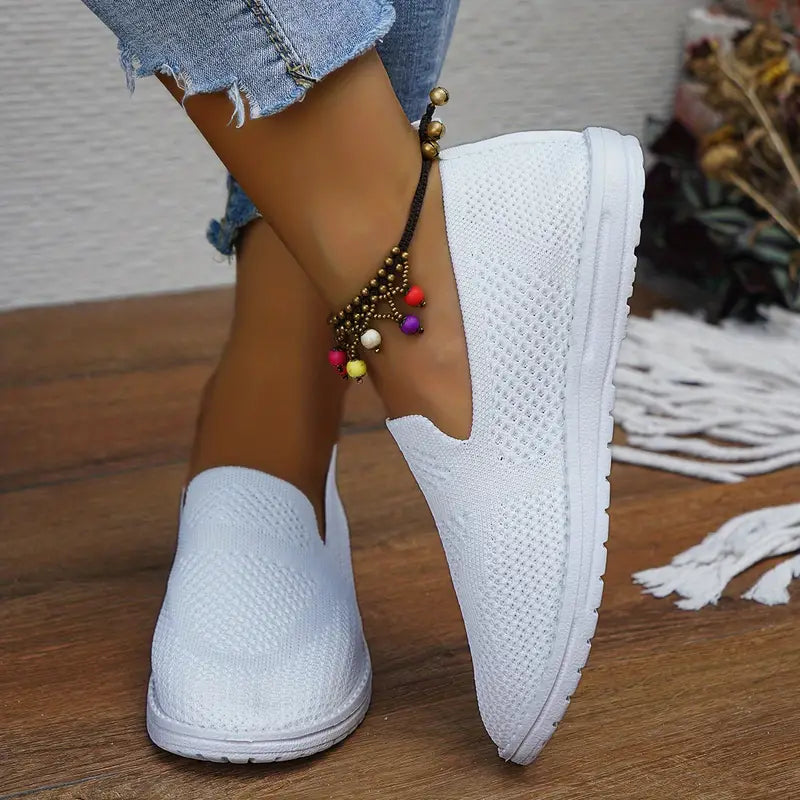 Mesh slip-on trainers - breathable casual footwear for ladies