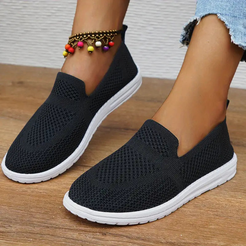 Mesh slip-on trainers - breathable casual footwear for ladies