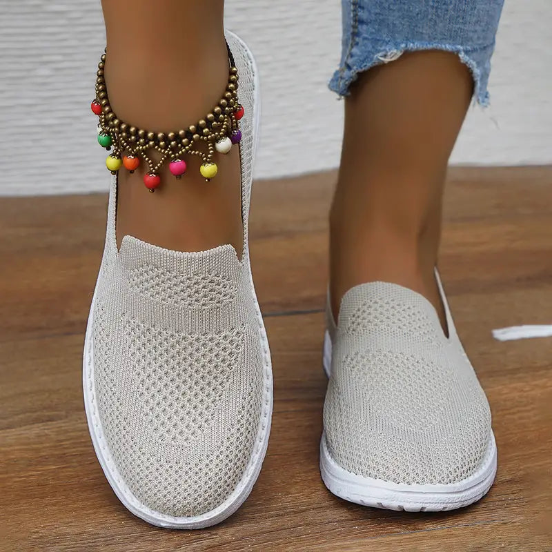 Mesh slip-on trainers - breathable casual footwear for ladies