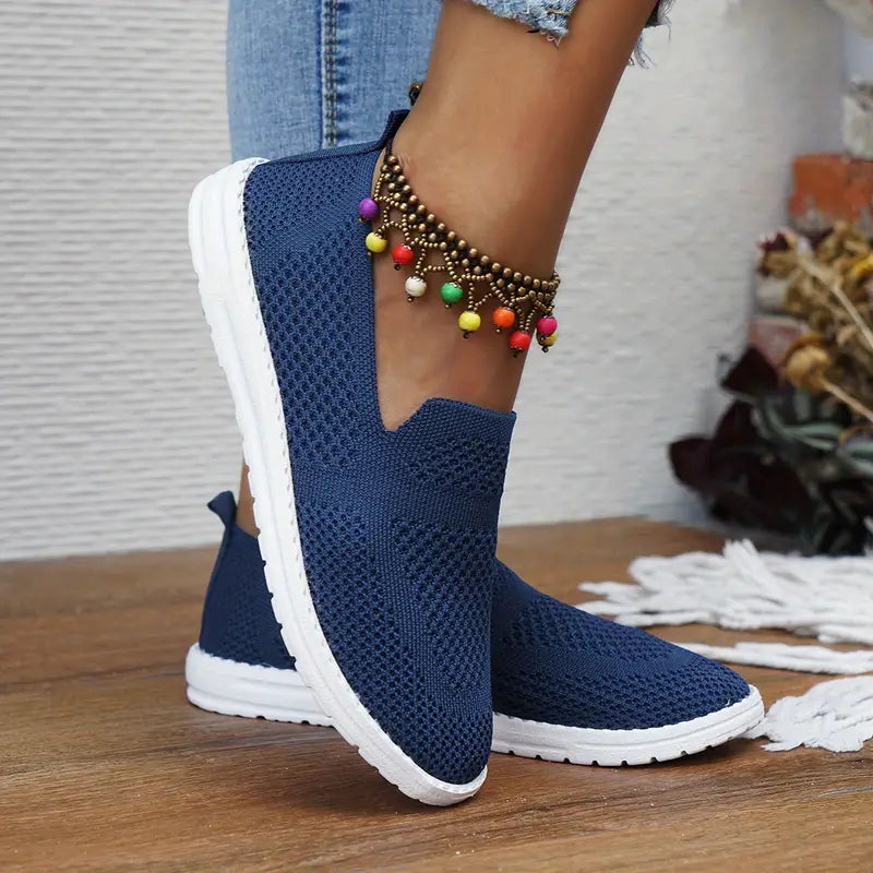 Mesh slip-on trainers - breathable casual footwear for ladies