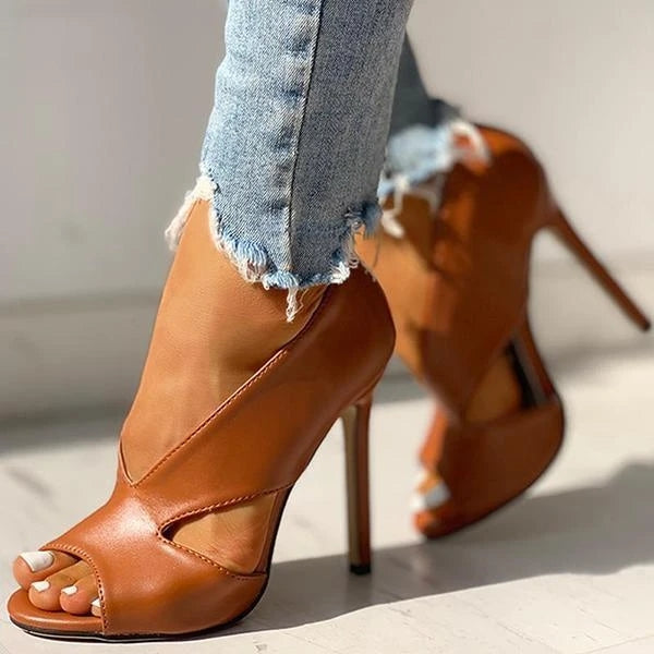 Open Toe High Heels - Sophisticated Black Ladies Stilettos