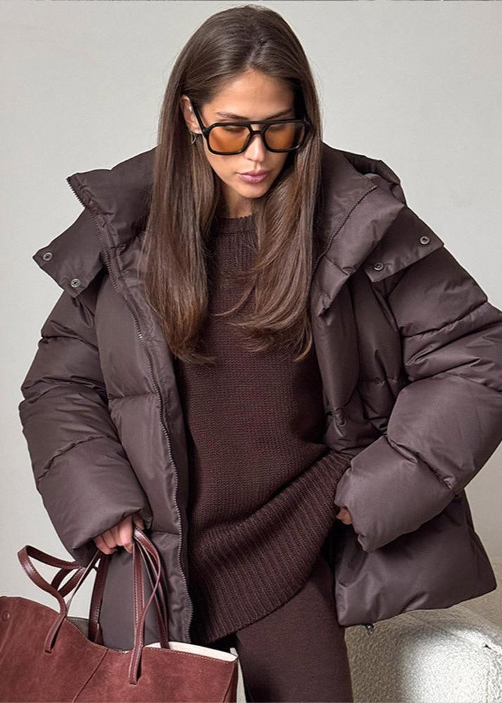 Oversized puffer jacket - stylish ladies winter coat