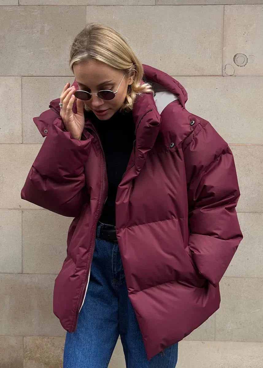Oversized puffer jacket - stylish ladies winter coat