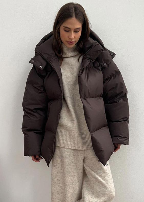 Oversized puffer jacket - stylish ladies winter coat