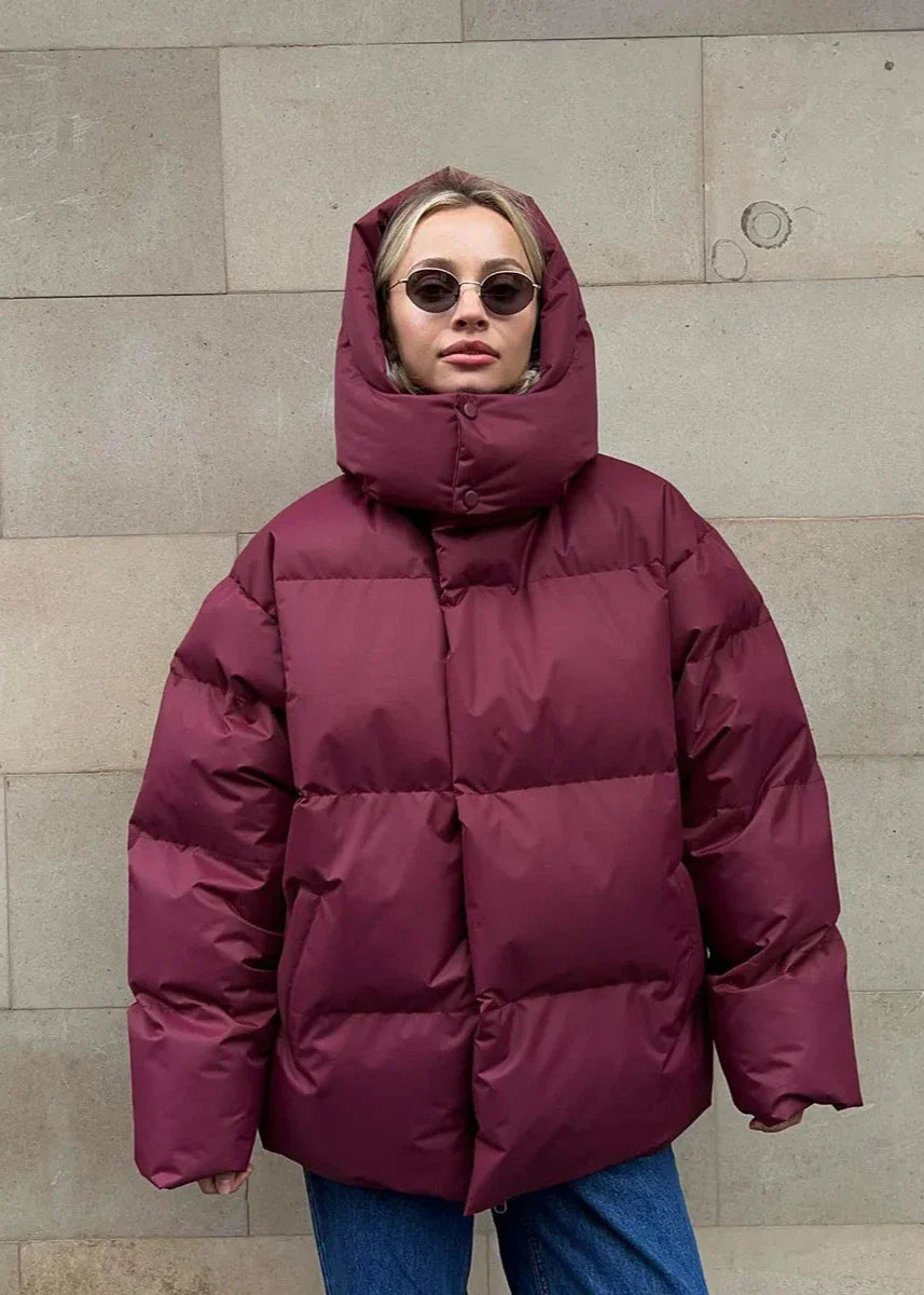 Oversized puffer jacket - stylish ladies winter coat