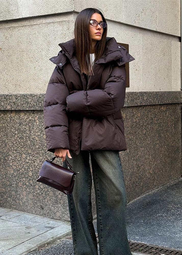 Oversized puffer jacket - stylish ladies winter coat
