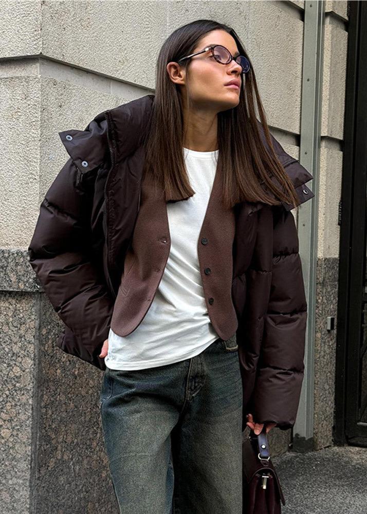 Oversized puffer jacket - stylish ladies winter coat