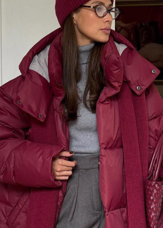 Oversized puffer jacket - stylish ladies winter coat