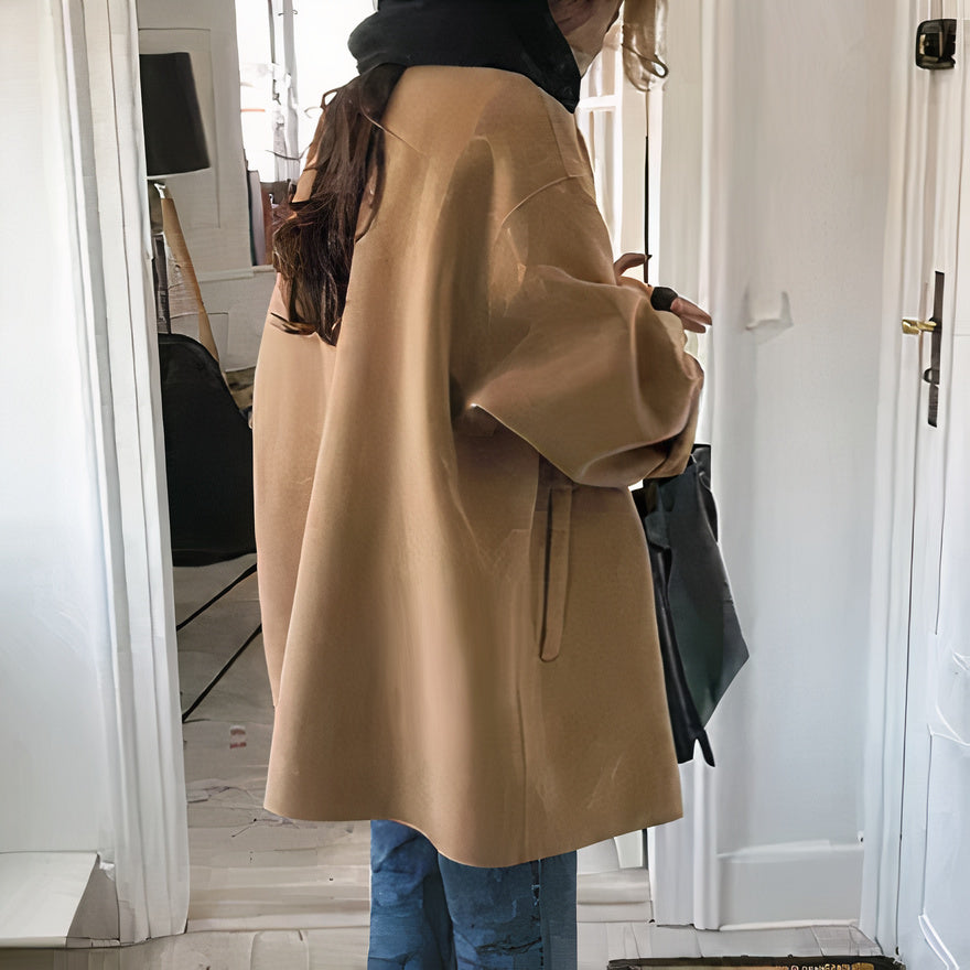 Oversized Wool Blend Coat - Stylish Ladies Outerwear