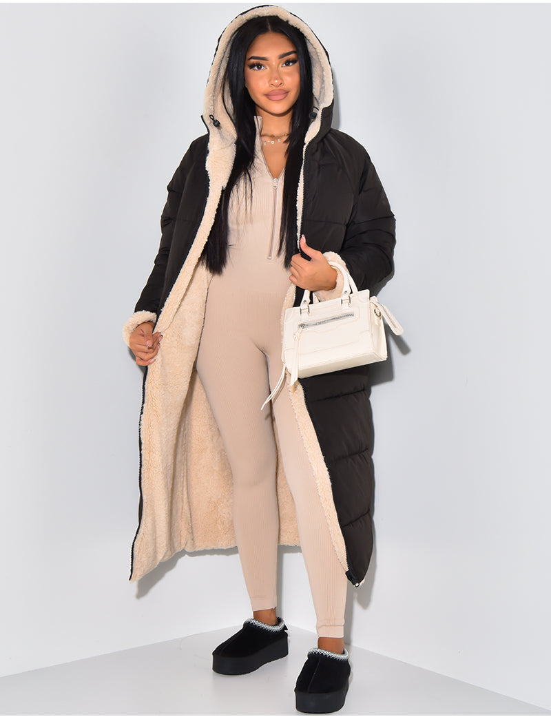 Padded Winter Coat - Luxurious Ladies Long Coat With Hood