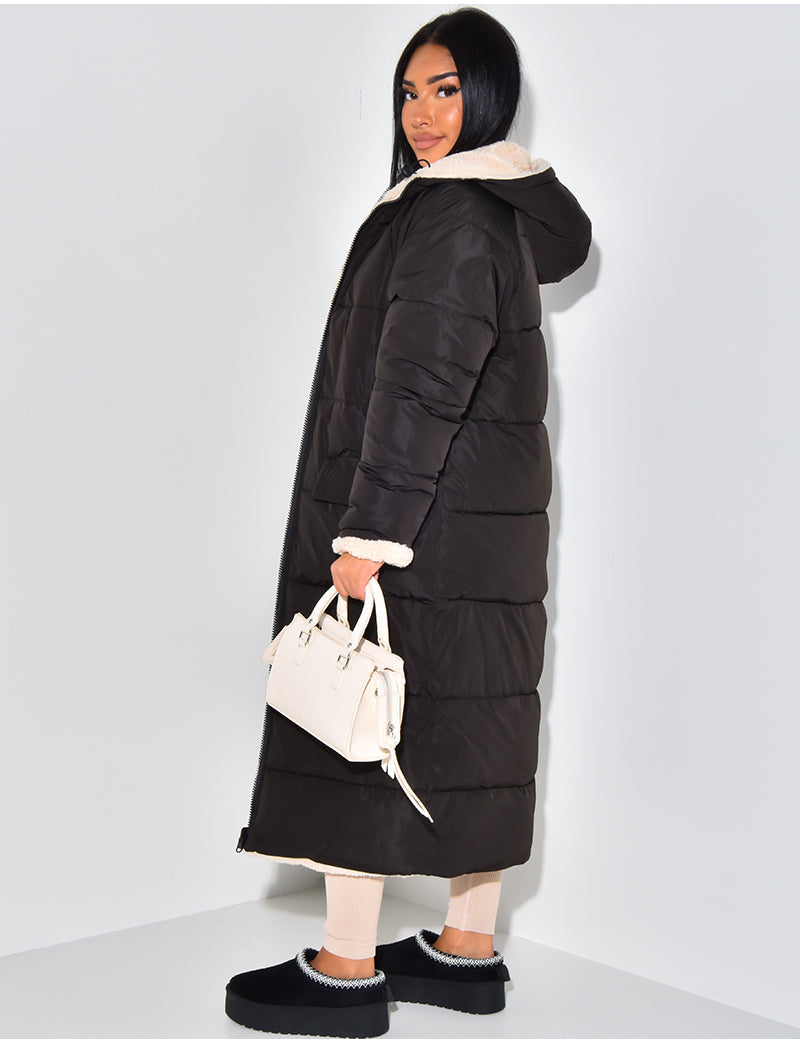 Padded Winter Coat - Luxurious Ladies Long Coat With Hood