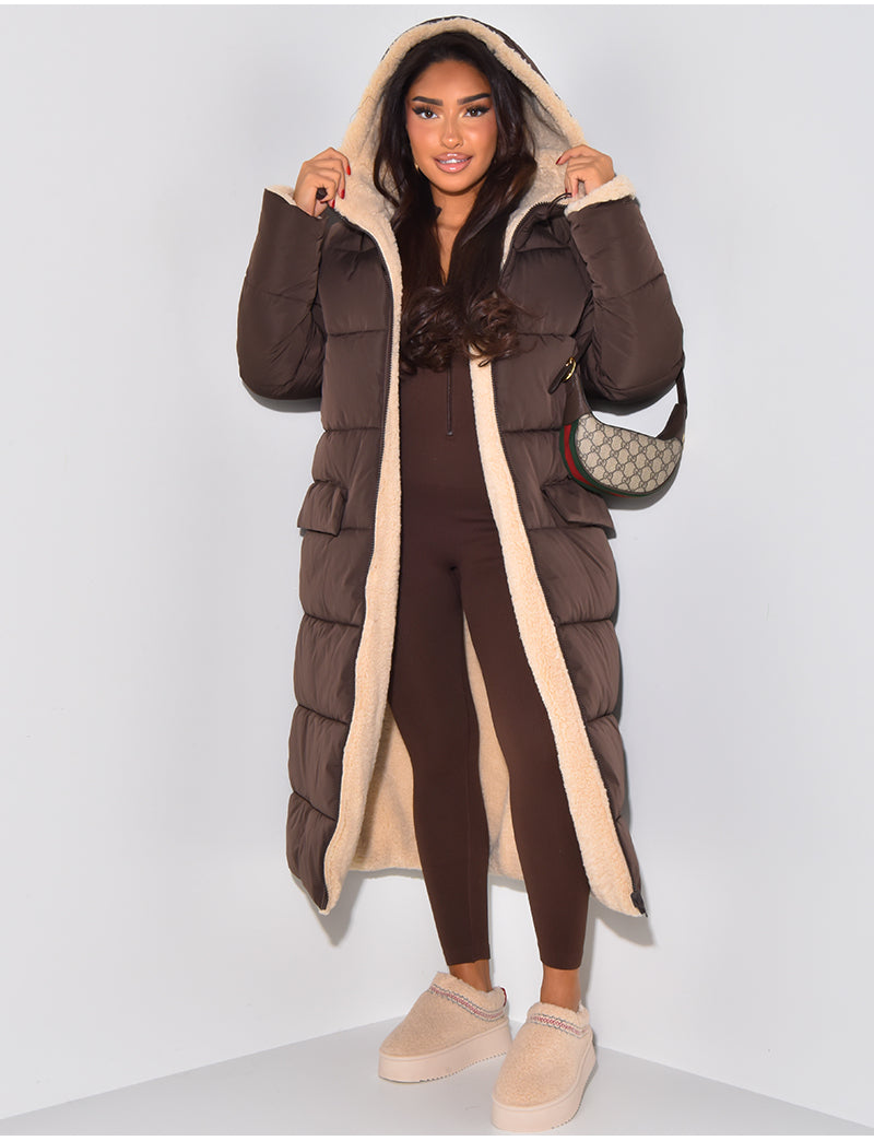 Padded Winter Coat - Luxurious Ladies Long Coat With Hood
