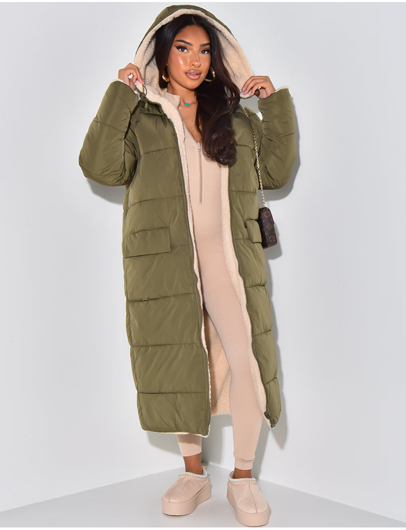 Padded Winter Coat - Luxurious Ladies Long Coat With Hood