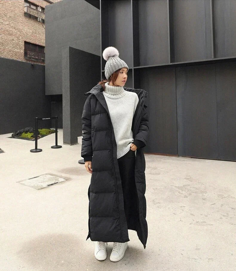 Puffer coat - elegant long ladies winter coat