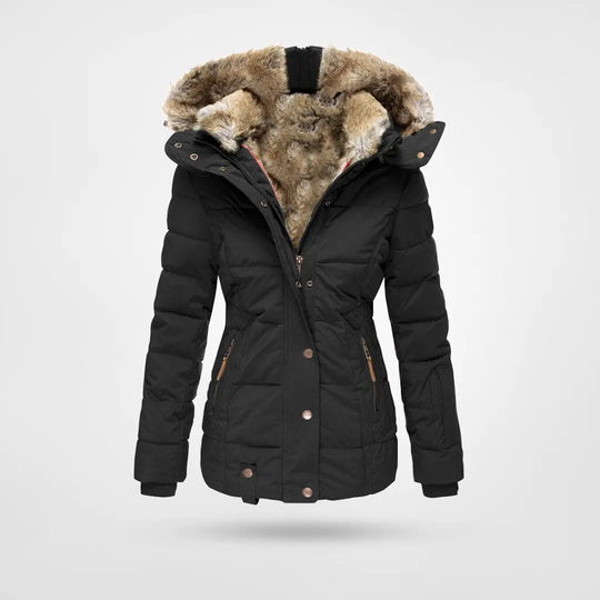 Puffer Coat With Hood - Insulated Ladies Winter Jacket