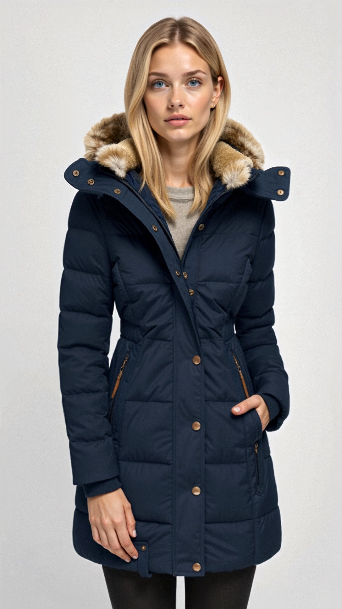Puffer Coat With Hood - Insulated Ladies Winter Jacket