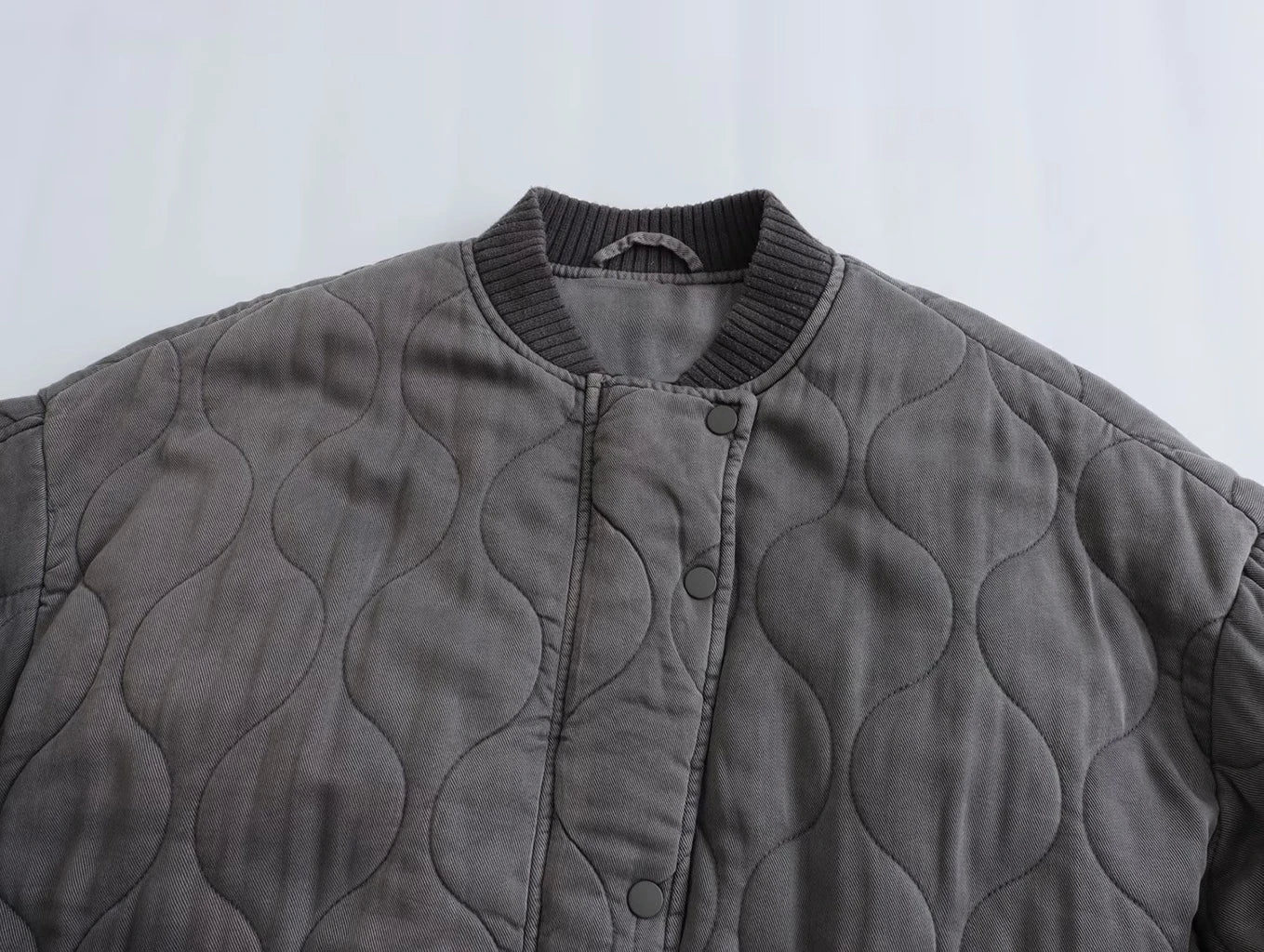 Quilted Bomber Jacket - Oversized Grey Women'S Outerwear
