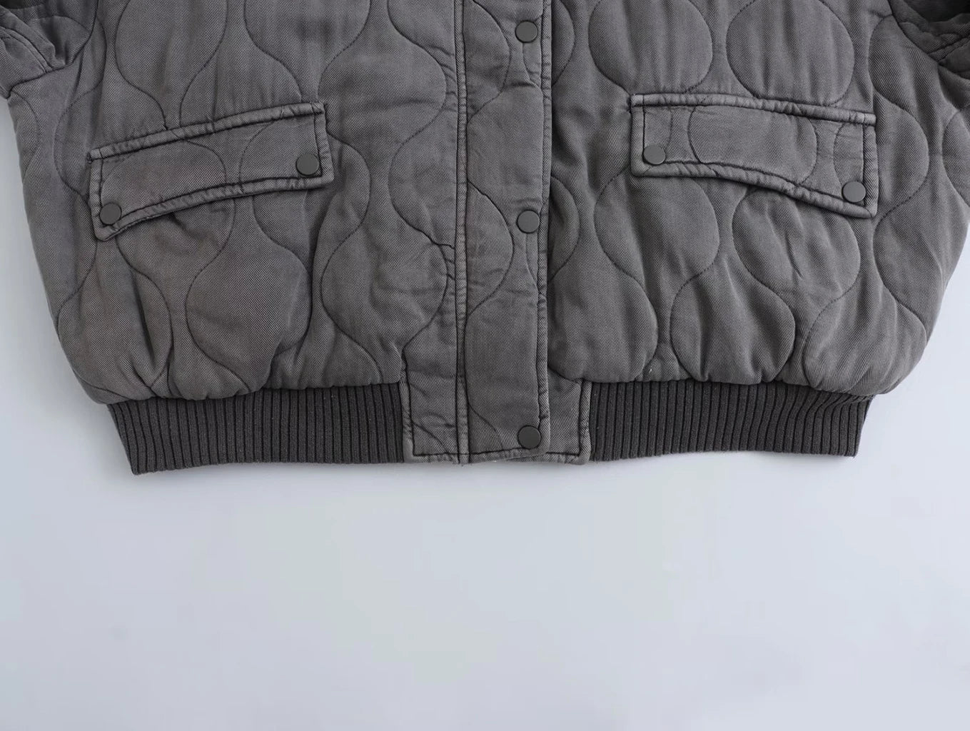 Quilted Bomber Jacket - Oversized Grey Women'S Outerwear