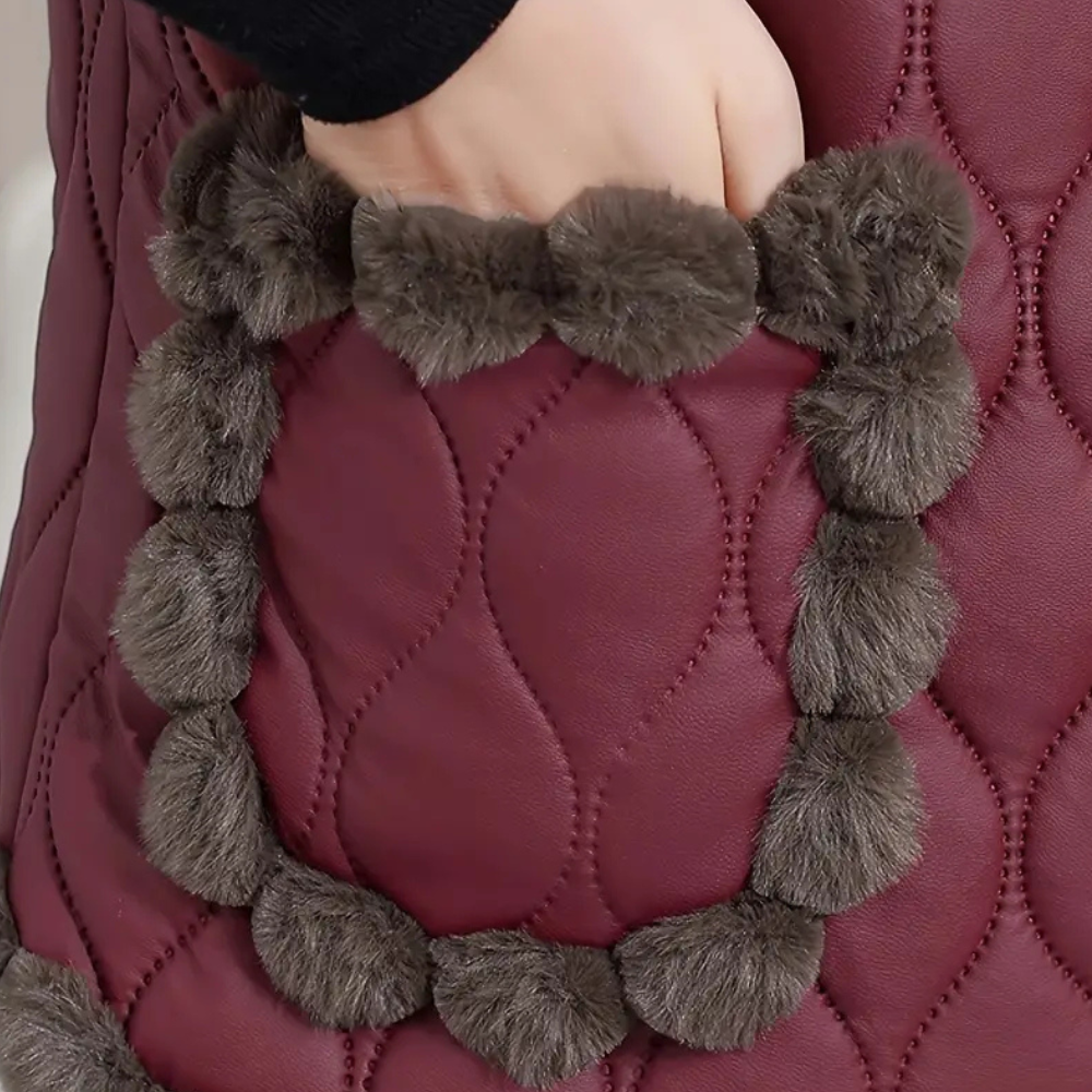 Quilted Vest - Stylish Padded Ladies Gilet With Pom-Pom Trim