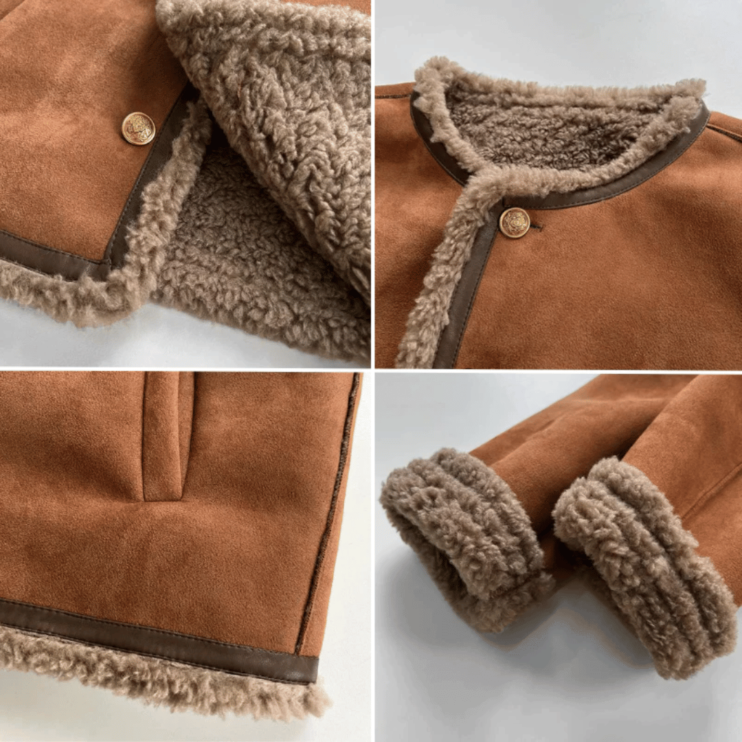 Sherpa edge jacket - ladies brown faux fur lined jacket