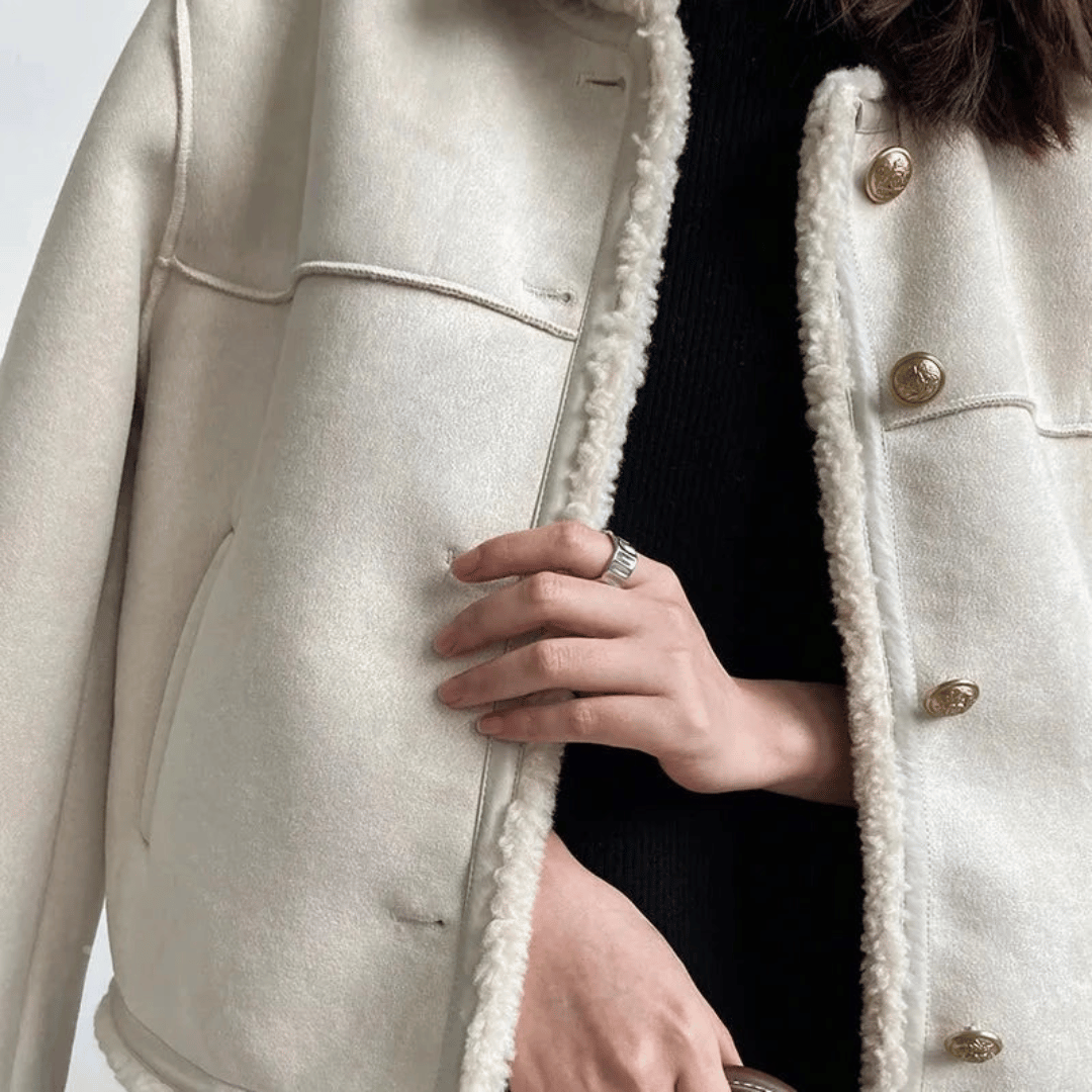 Sherpa edge jacket - ladies brown faux fur lined jacket