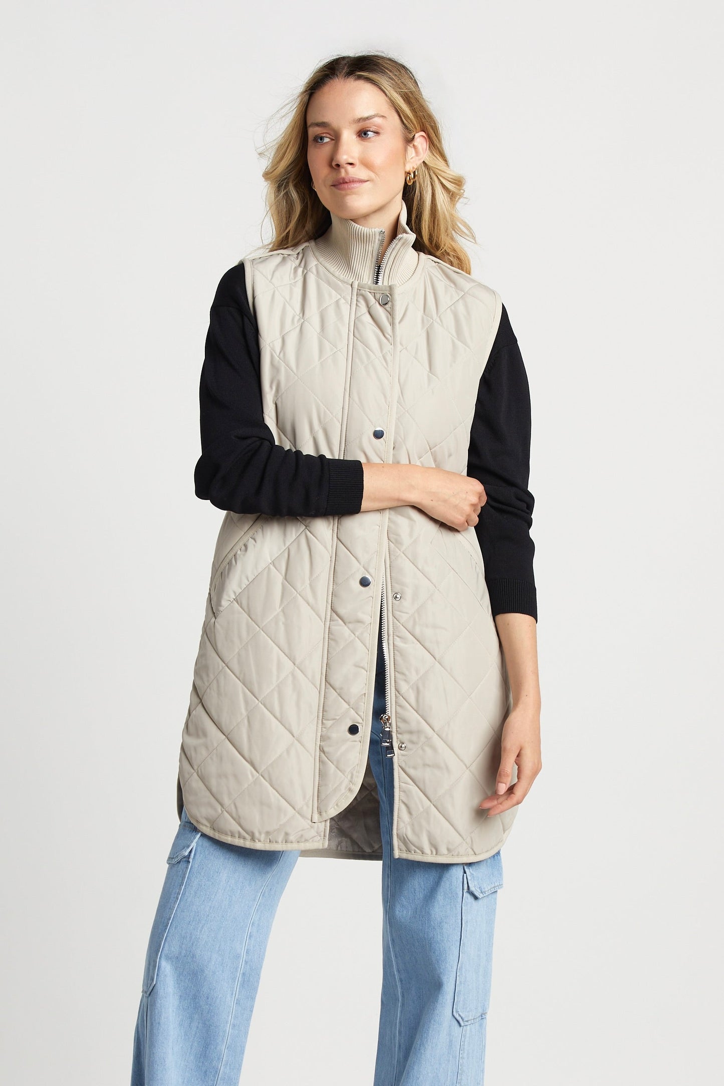 Sleeveless Quilted Vest - Birch Ladies Vest With Side Zipper Detail