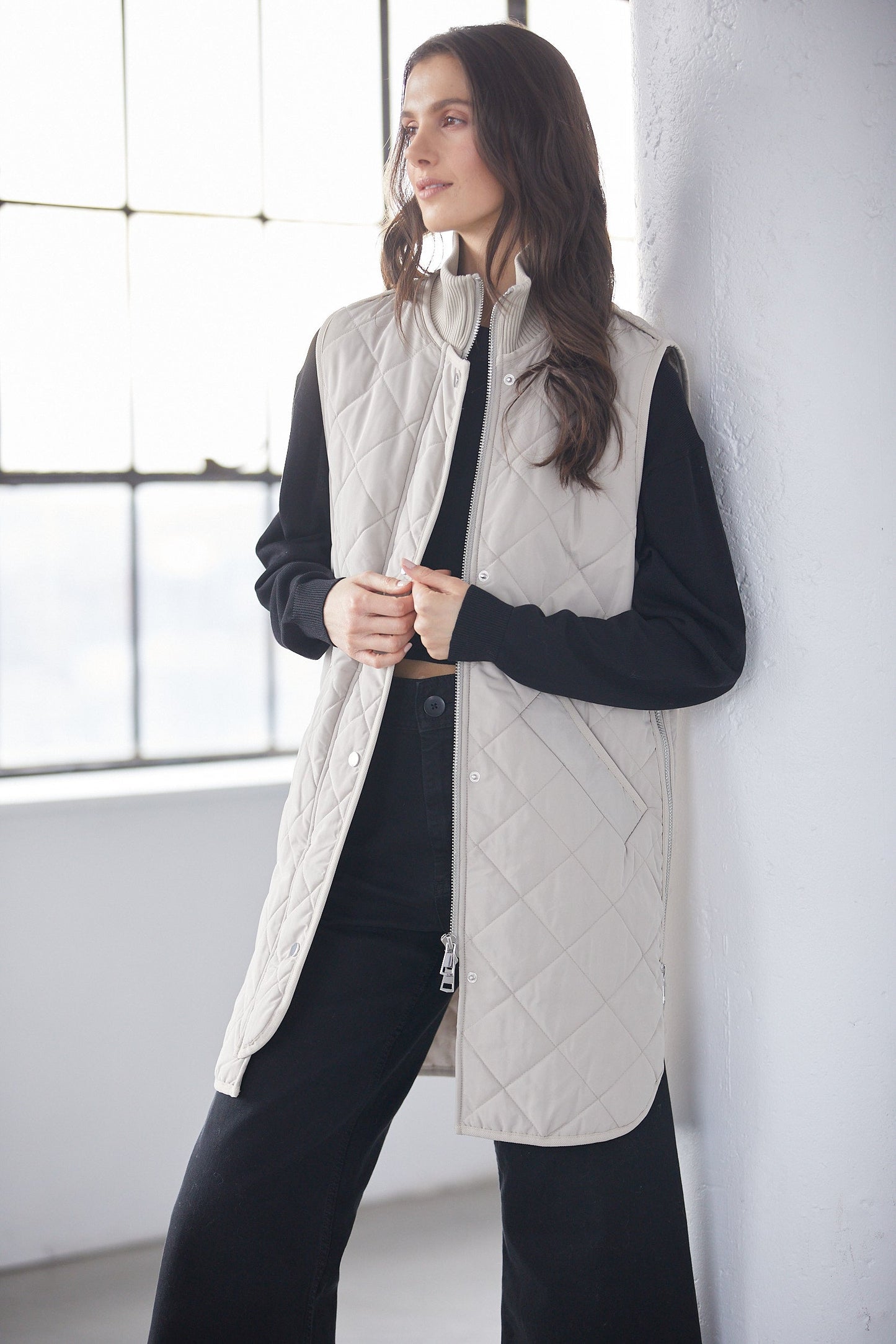 Sleeveless Quilted Vest - Birch Ladies Vest With Side Zipper Detail