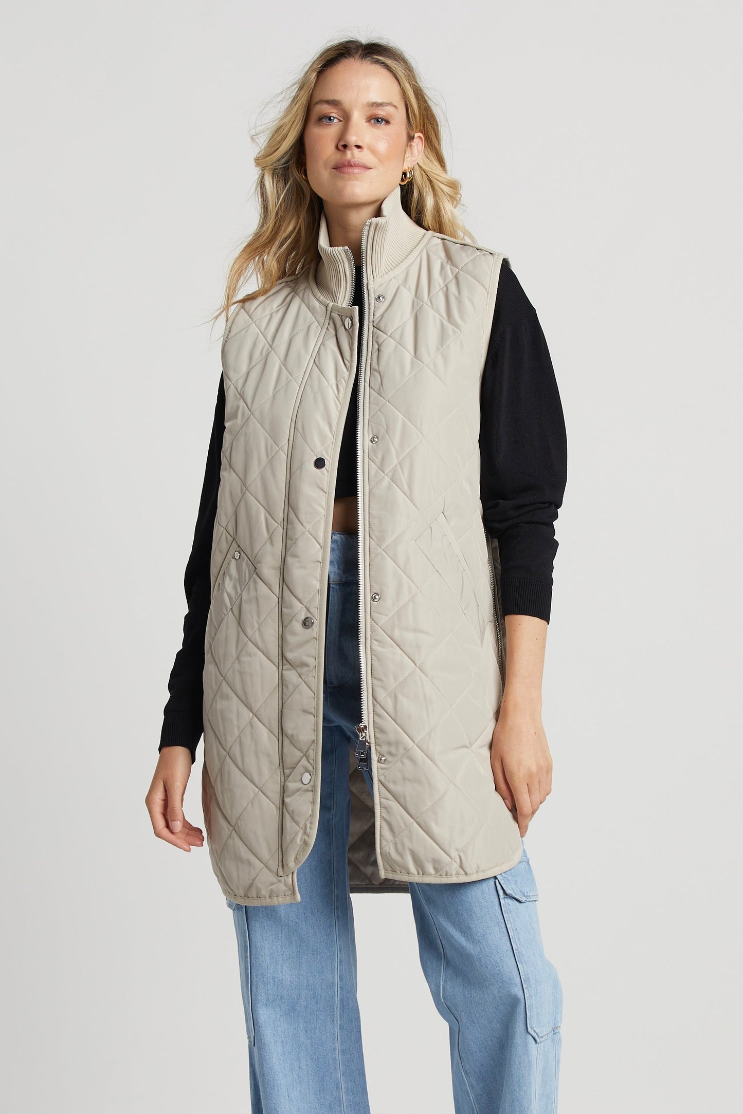 Sleeveless Quilted Vest - Birch Ladies Vest With Side Zipper Detail