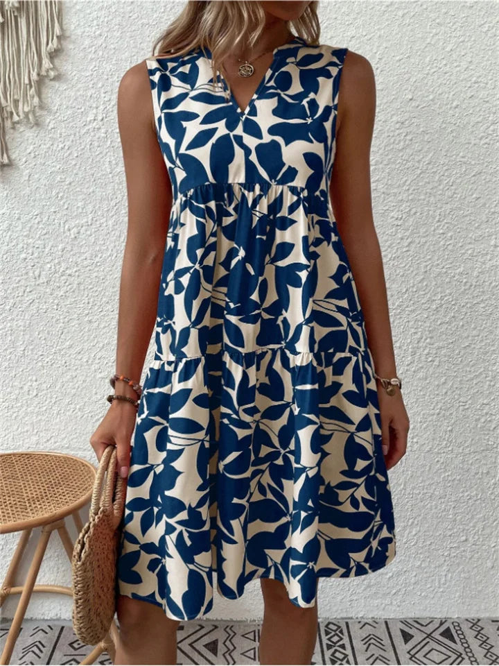 Sleeveless Summer Dress - Floral Midi Dress For Ladies