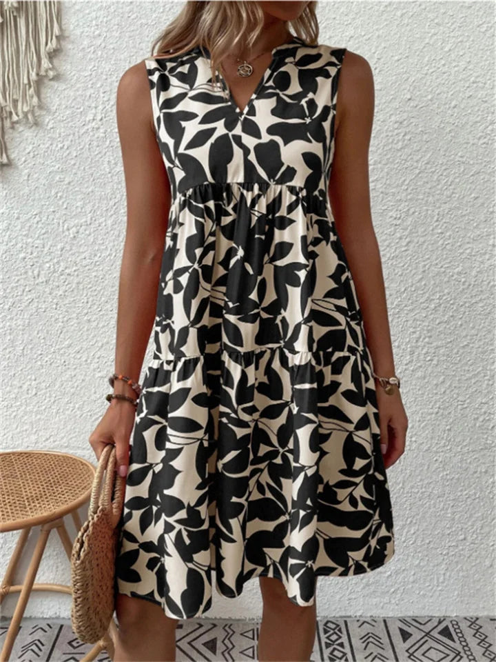 Sleeveless Summer Dress - Floral Midi Dress For Ladies