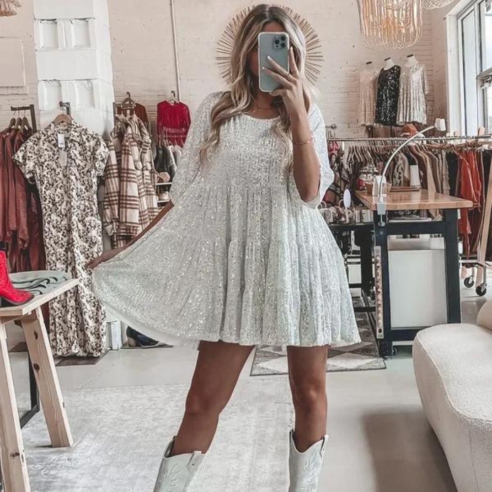Sparkly party dress - elegant short ladies dress